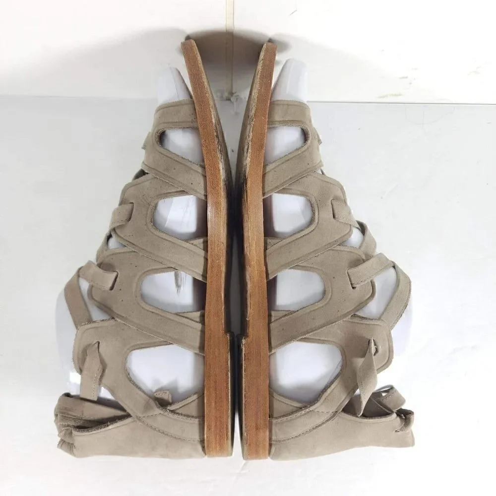 Mercer Edit Women's EZontheI US8 Gladiator Suede Lace Up Gladiator Flat Sandals_8